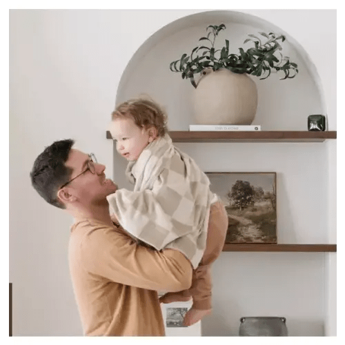 Brands We Love Minky Stretch Receiving Blanket in Neutral Checkered by Janie and Jack