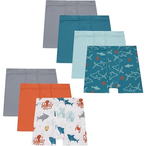 Hanes Toddler Boys' Organic Cotton Underwear, Pure Comfort 100% Cotton Boxer Briefs Available, 10 & 7 Pack