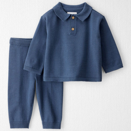 Sea Blue Baby Boy 2-Piece Organic Cotton Sweater Knit Set | Carter’s Oshkosh Canada