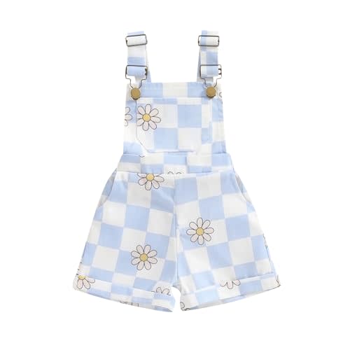 Ayalinggo Toddler Baby Girl Sunflower Print Overalls Shorts with Pocket Suspender Trousers Cute Summer Clothing Outfit