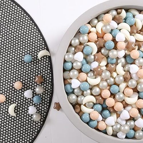 GOGOSO Star Heart Moon Ball Pit Balls, Shaped Play Balls for Ball Pit, 100 200 500 1000 Crush Proof Bpa Free Kids Toddler Baby Pastel Pelotas