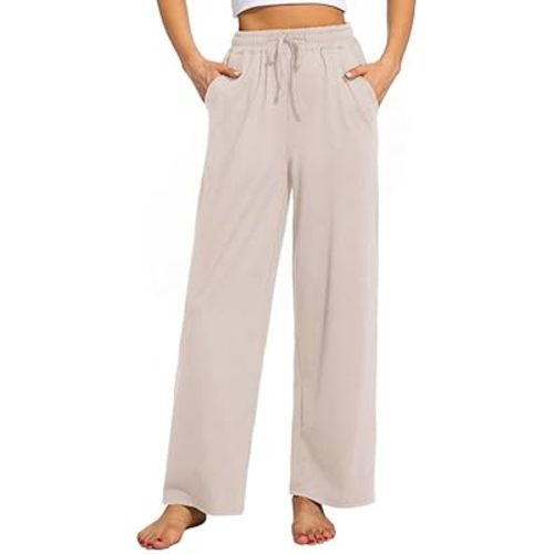 Women's Casual High Waist Comfy Lounge Pajamas Drawstring Loose Wide Leg Yoga Dance Workout Pants with 3 Pockets