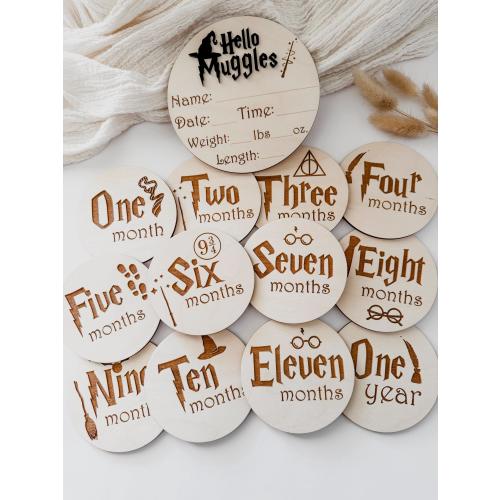 Harry Potter Themed Milestone Month Markers | Whimsical milestones for babies | Magic Themed Milestones | Baby Arrival Photo Prop