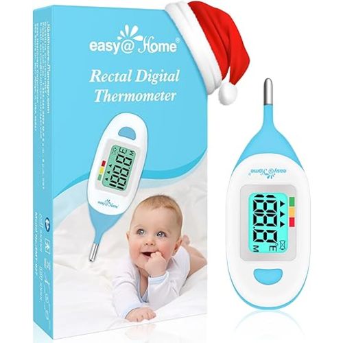 Easy@Home Baby Rectal Thermometer with Fever Indicator - Perfect Newborn & Infant Digital Thermometer with LCD Display Reading Body Temperature-Kid and Baby Item with Accurate Fast Reading - EMT-027