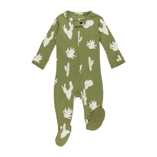 Sage Cactus Zip Footie, 6-9M