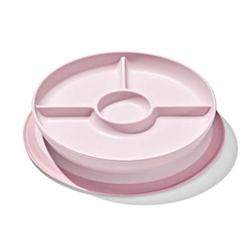 OXO Tot Baby and Toddler Stick and Stay Suction Divided Plate for 6+ Months - Blossom
