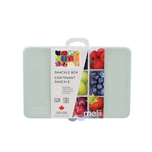 melii Snackle Box |12-Compartment Snack Container with Removable Dividers, BPA-Free Food Storage for Travel, School & On-the-Go Snacks, Kids & Family Organizer (Pink)