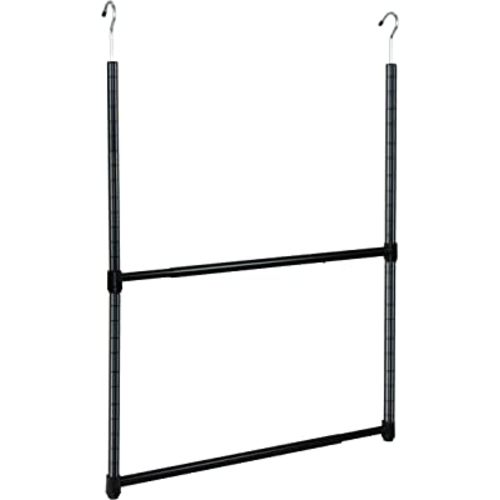 Oceanstar 2-Tier Portable Adjustable Closet Hanger Rod, Black (ACR1545B)