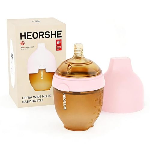 Anti Colic Baby Bottles 0-3 Months with Slow Flow Nipple - 5 oz Food-Grade Silicone Baby Bottles for Breastfed Babies, Ultra Wide Breast Like Baby Bottle for Newborn Infant (Pink)