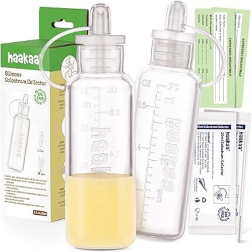 haakaa Colostrum Collector Set 20ml/2pk | Silicone Colostrum Syringes for Baby Breast Milk Catcher | Ready-to-Use Pack | Collect Store & Feed Colostrum | Breastfeeding Essential for Newborn Babies