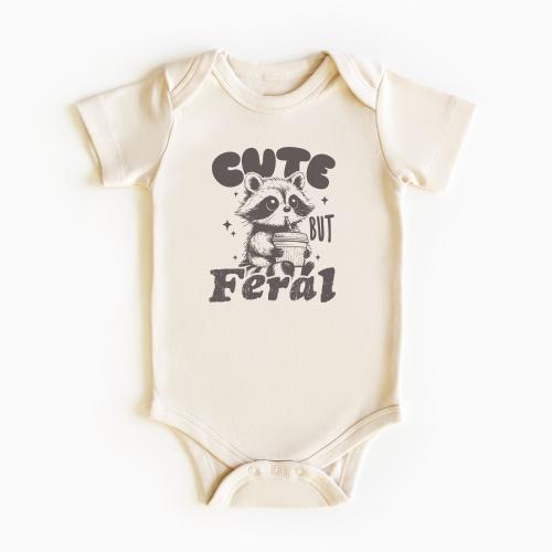 Cute But Feral Onesie® , Meme Funny Raccoon Onesie®, Raccoon Onesie®, Animal Baby Onesie®, Cute Baby Onesies®, Baby Funny Animal, Baby Gift