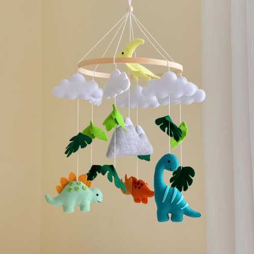 Dinosaur Baby Mobile Handmade , Jungle Dino Nursery Decor