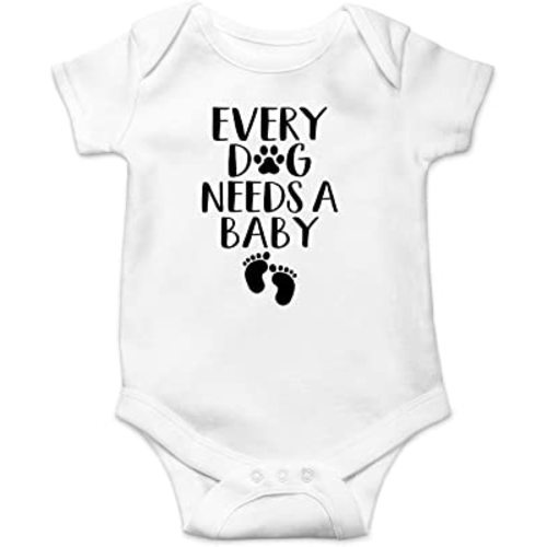 Funnwear Every Dog Needs a Baby - My Siblings Have Tails - Funny Cute Infant Boy Girl Romper, One-Piece Bodysuit