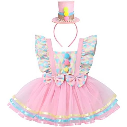 AWIBMK Baby Girls Carnival Costume Halloween Party Cosplay Outfits Toddler Birthday Princess Romper Dress with Headband 2PCS