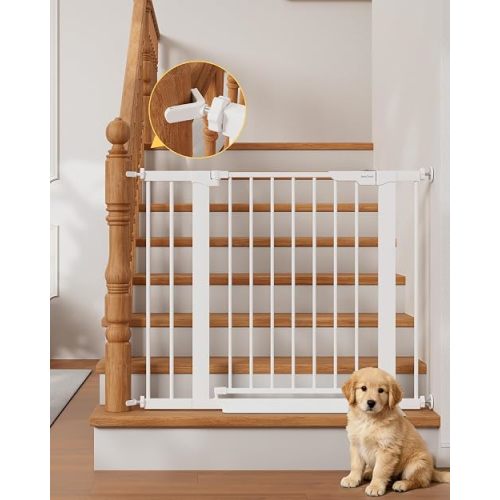 InnoTruth 27-36.6 in Wide Baby Gate for Stairs and Doorways, White