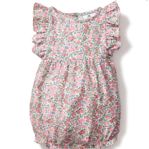 Baby's Twill Ruffled Romper in Fleurs de Rose