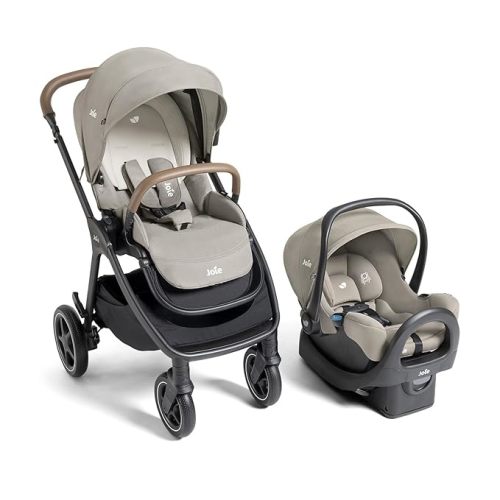 Joie Baby, Kava and Rue Travel System - 4-in-1 Stroller, Lightweight Infant Car Seat & Anti-Rebound Base, All-Wheel Suspension, Reversible Seat (Dove)