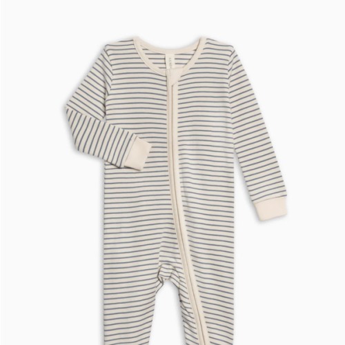 Peyton Zipper Sleeper | Bay Stripe / Ivory + Sea