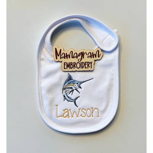 Monogrammed Marlin Burp Cloth or Bib