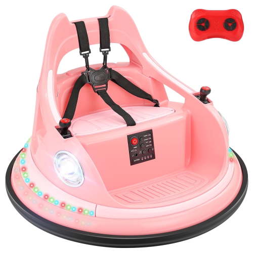 12V Bumper Car,Neche Ride On Toys for Toddlers,360° Spin Toddler Car with Remote,5 LED Lights,Pink