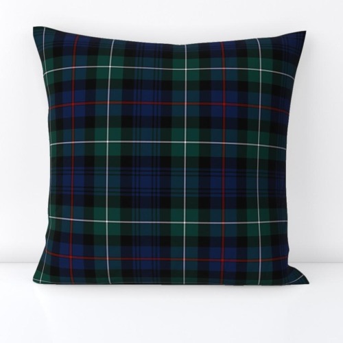 Blue Tartan Plaid Throw Pillow - Green Plaid Red Tartan Scottish Decorative Square Throw Pillow - Mackenzie Tartan by weavingmajor