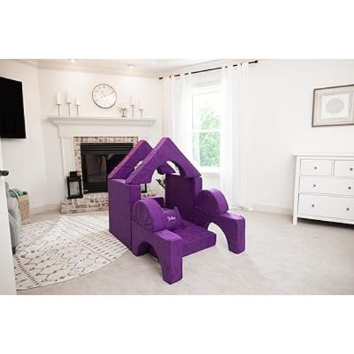 FOAMOH Castle Sofa Purple 14-Piece Customizable Kids' Play Sofa for Imaginative Play & Easy Storage with personalizable Pillow