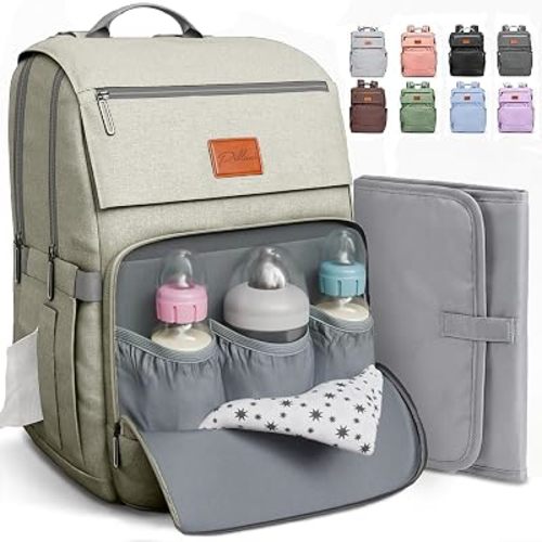 Baby Shower Gifts Diaper Bag Backpack, Baby Diaper Bag, Large Baby Bag for Boys & Girls, Waterproof, 16 Pockets, Insulated Bottle Holders, Durable,Travel-Friendly & Lightweight,Easy Organization,Beige