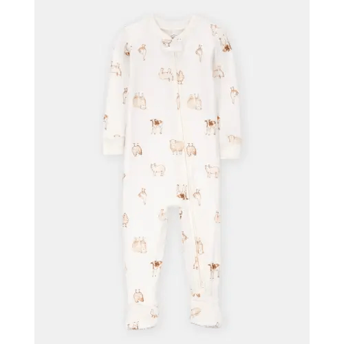 Baby Farm Animals Print PurelySoft Footie 1-Piece Pajamas - Ivory | Carter's
