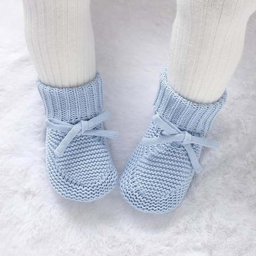 Baby Sneakers Baby Sneakers For Infants Soft Knit Booties With Bow Cute First Shoes Warm Winter Toddler Socks For Boys Girls Light Blue 0-3 Months