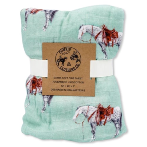 Sage Ranch Horse Bamboo Muslin Crib Sheet – Cowkid Clothing Company