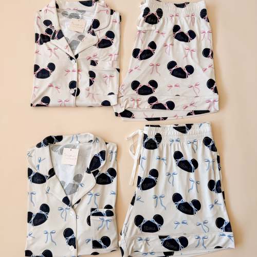 BLUE Mama Bamboo PJ Two Piece SHORT Sleeve Set*READY TO SHIP