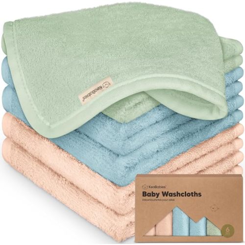 6-Pack Baby Washcloths – Soft Absorbent Viscose from Bamboo Washcloths for Face, Body, Baby Towels for Newborn, Kids, Toddlers, Infant, Gentle on Sensitive Skin, 10x10 Reusable Face Towels (Mellow)