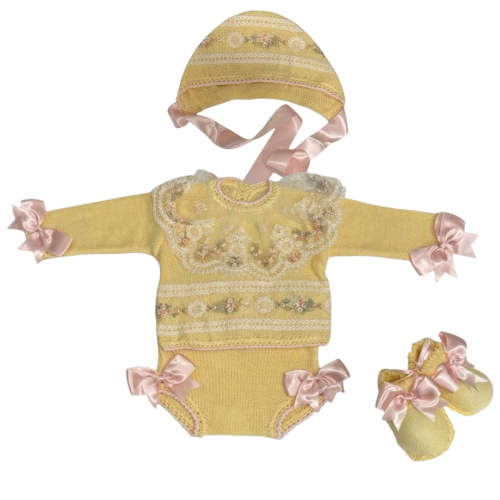 Aida Purple Pink Floral 4 Piece Newborn Knit Set – Piccoli & Co ®