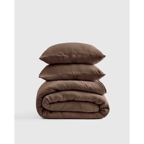 Organic Airy Gauze Quilt Set | Quince in Chocolate