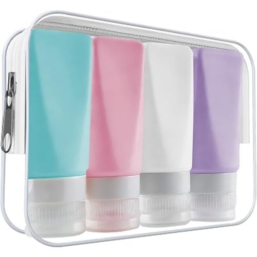 Travel Bottles Leak Proof,3 oz TSA Approved Silicone Squeezable, Refillable Containers Set for Toiletries Shampoo Conditioner Lotion
