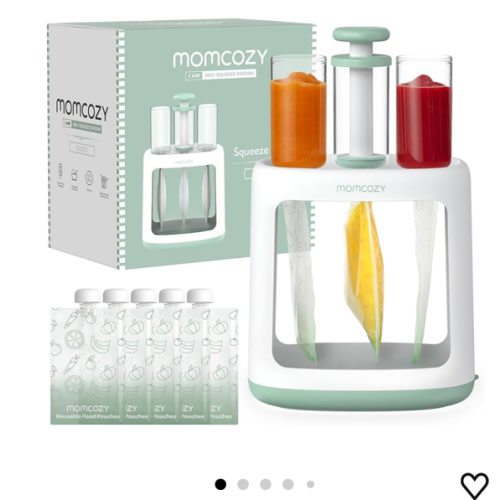 Momcozy Squeeze Station,Baby Food Maker&Pouch Filler for Homemade Baby Puree, BPA-Free, Dishwasher Safe, with Reusable Baby Food Pouches for Babies & Toddlers
