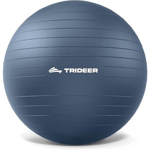 Trideer Exercise Ball for Yoga, Pilates & Fitness – Stability Ball Equipment for Home Gym & Office Chair, Core & Balance Training Accessories, Physical Therapy Equipment, Quick Pump Included, 5 Sizes
