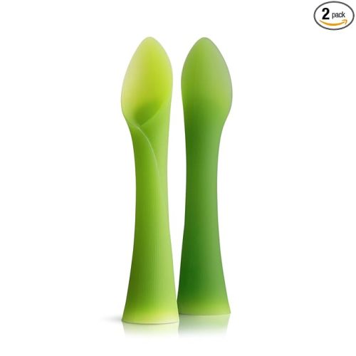 Olababy 100% Silicone Soft-Tip Training Spoon for Baby Led Weaning 2pack