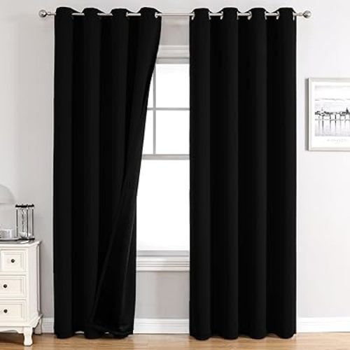 ChrisDowa 100% Blackout Curtains for Bedroom 84 Inches Long 2 Panels Set