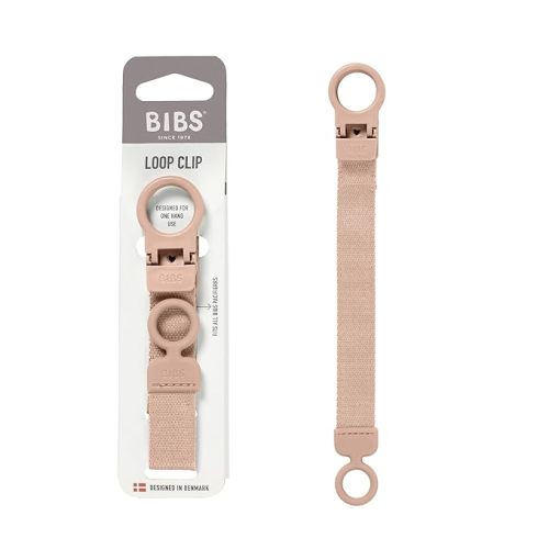 Loop Pacifier Clip - Sleek, Secure One-Handed Operation, Fits All BIBS and Most Brands, Machine Washable, Slim Profile for Comfort, Ages 0+ - Blush