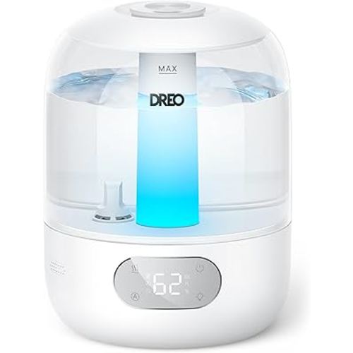 DREO Humidifiers for Bedroom, 3L Top Fill 30H & 26dB Quiet Runtime for Large Room, Cool Mist Ultrasonic Humidifier with Humidity Sensor, Night Light for Home, Baby, Nursery, Plants, New Edition