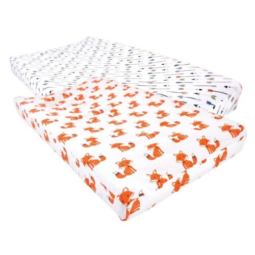Hudson Baby Infant Boy Cotton Changing Pad Cover, Foxes, One Size