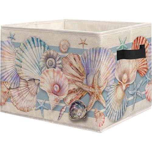 Coastal Beach Seashell Foldable Storage Bins Box