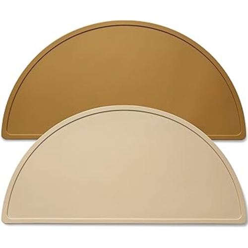 Silicone Placemats for Babies, Toddlers & Kids, BPA-Free Non-Slip Baby Table Mat Food Mats, 2 Pack