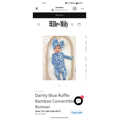 Dainty Blue Ruffle Bamboo Convertible Zip Romper | Elle & Mily