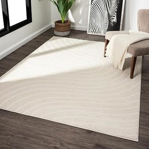 LUXE WEAVERS Modern Geometric Wave Cream 5x7 Area Rug