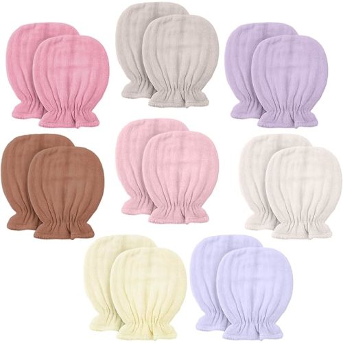 Newborn Baby Muslin Mittens 0-6 Months No Scratch Elastic Wrist Soft Breathable Gloves Bulk Cotton for Infant