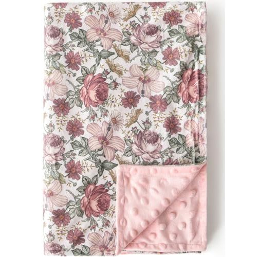 Baby Blankets for Unisex Boys Girls, Soft Plush Minky Blanket with Double Layer Dotted Backing for Infant Newborn Toddler, Vintage Floral Western Wild Flowers 30 x 40 Inch (Vintage Floral)