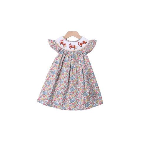 Smocked Horse Floral Bishop Dress