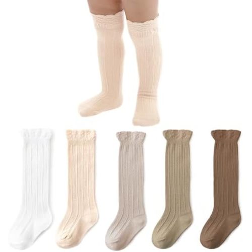 Baby Knee High Socks for Girls & Boys, Ruffled Long Tube Socks